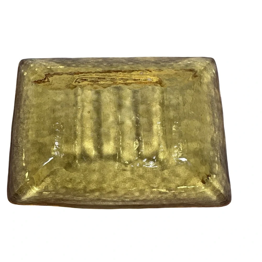 Fire & Light Citrus Glass Soap Dish Rectangular Textured Recycled Glass Yellow